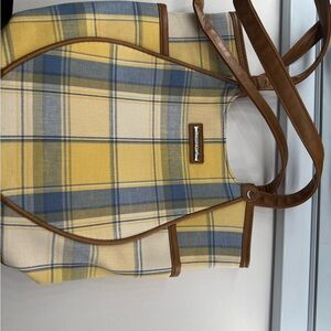 Longaberger Yellow and Blue Plaid Shoulder Bag